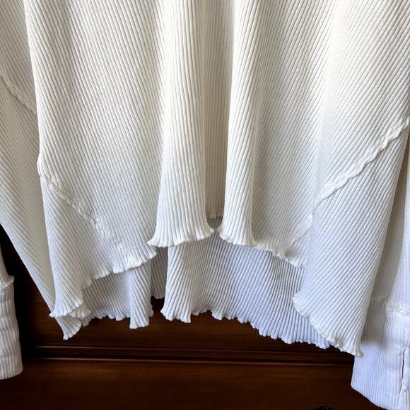 We the Free Ocean View Ribbed Ivory Boho Oversized Deep V neck Top Size L - Picture 8 of 11